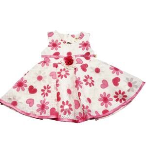 Mahek Baby Pink & White Floral A-Line Dress Toddler Girl 8-12 mnths Elegant Baby